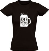 Beer Time | Dames T-shirt | Zwart | Bier Tijd | Bierpul | Beker | Borrel | Feest | Zuipen | Oktoberfeest | Carnaval