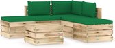 vidaXL 6-delige Loungeset met kussens geïmpregneerd hout