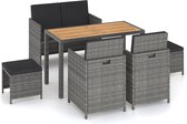 vidaXL 6-delige Tuinset poly rattan en acaciahout grijs