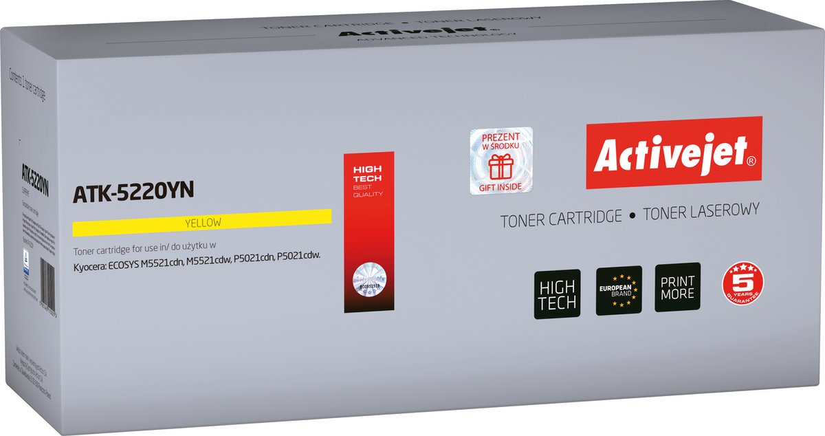 ActiveJet ATK-5230CN Toner voor Kyocera-printer; Kyocera TK-5230C vervanging; Opperste; 2200 pagina's; cyaan.