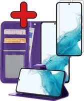 Coque Samsung Galaxy S22 Plus Book Case Cover Wallet Cover avec protection d'écran - Samsung Galaxy S22 Plus Case Cover Wallet Case - Violet