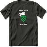 Make Beer Not War Bier T-Shirt | Unisex Kleding | Dames - Heren Feest shirt | Drank | Grappig Verjaardag Cadeau tekst | - Donker Grijs - XL