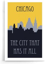 Walljar - Chicago Skyline - Muurdecoratie - Poster