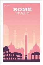 Walljar - Rome Roze Skyline - Muurdecoratie - Canvas schilderij