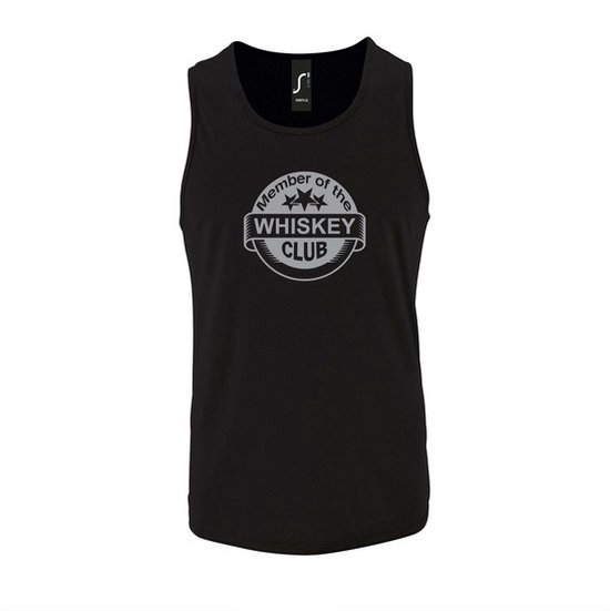Zwarte Tanktop sportshirt met "Member of the Whiskey club" Print Zilver Size S