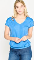 LOLALIZA T-shirt met V-hals - Blauw - Maat S