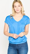LOLALIZA T-shirt met V-hals - Blauw - Maat L