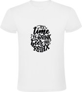 It's time to drink beer and relax | Heren T-shirt | Wit | Het is tijd om bier te drinken en te ontspannen | Biertje | Borrel | Feest | Vakantie