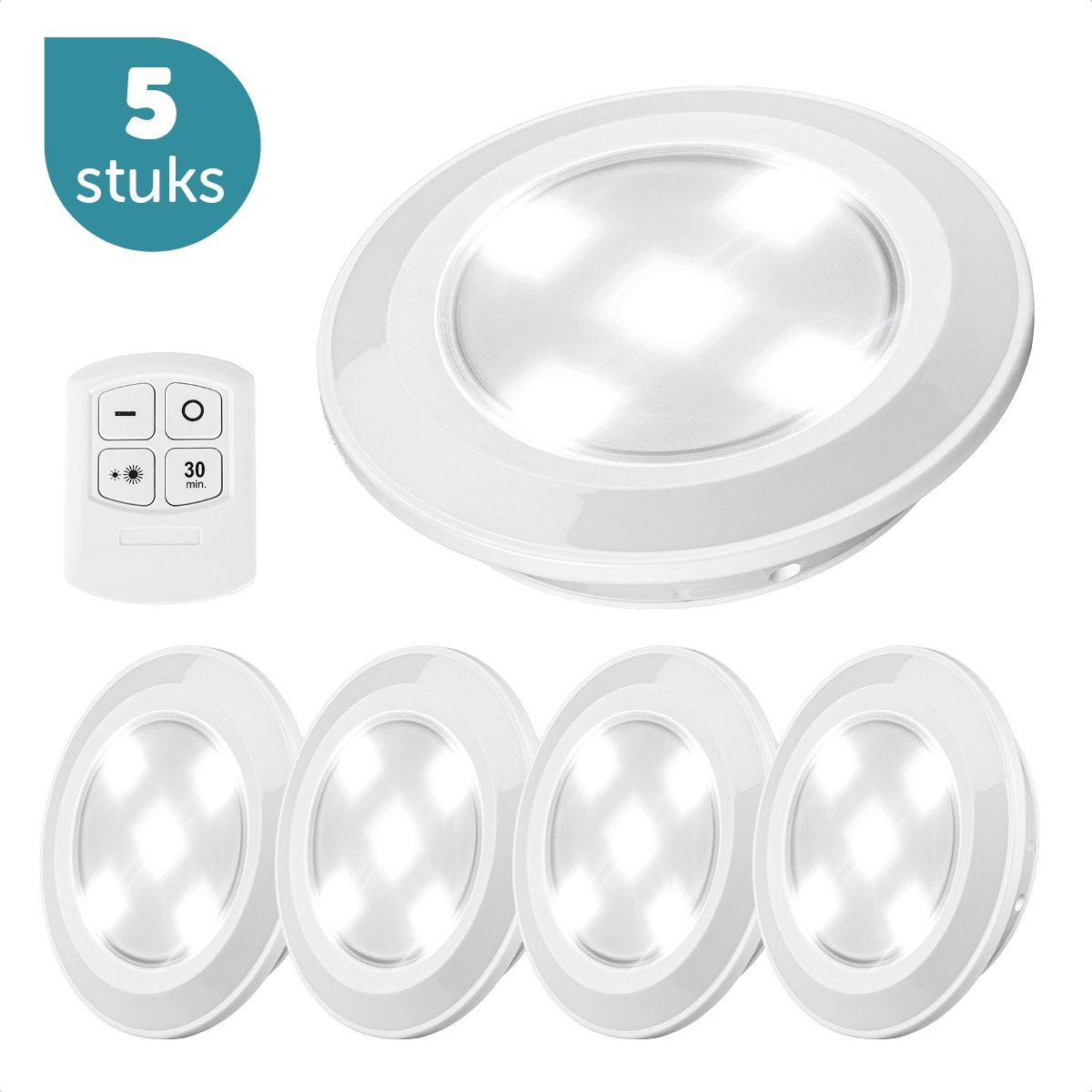 ForDig Draadloze LED Spots (5 stuks) - Inclusief Afstandsbediening - op... | bol.com