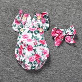 Romper, mouwloos, zomerkleding, baby 0 - 2 maanden, met bandana