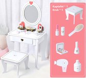 Onshine - Kaptafel en krukje Prinsessen - Wit - Plus Haardroger, Kammen en Cosmetica - Houten Kaptafeltje - Make-up tafeltje