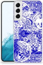 Back Case TPU Siliconen Hoesje Samsung Galaxy S22 Plus Smartphone hoesje Angel Skull Blue