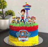 Paw Patrol Taart Decoratie 7 Delig - Taart Versiering - Happy Birthday -Paw Patrol Taart Topper - Topper - Paw Patrol Versiering - Versiering Verjaardag