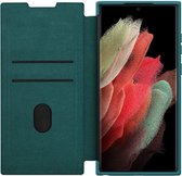 Nillkin Qin Pro Hoesje voor de Samsung Galaxy S22 Ultra - Book Case met Camera Slider - Ruimte voor Twee Pasjes Groen