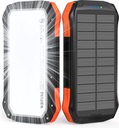 WBPINE Powerbank op zonne-energie - 20100 mAh - waterdichte oplader telefoonlader met Led-licht camping