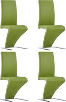 vidaXL Eetkamerstoelen met zigzag-vorm 4 st kunstleer groen