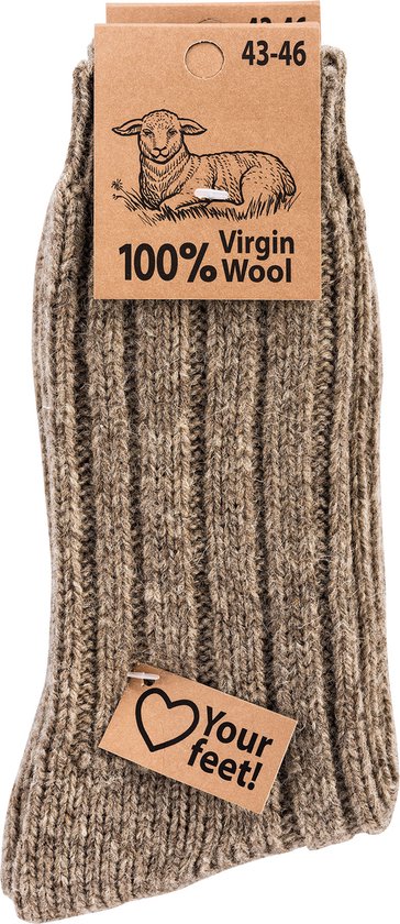 Foto: 100 virgin wool exclusief product schapenwollen sokken 2 paar bruin maat 39 42