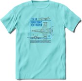 F-18 Vliegtuig T-Shirt | Unisex leger Kleding | Dames - Heren Straaljager shirt | Army F16 | Grappig bouwpakket Cadeau | - Licht Blauw - S