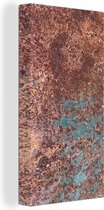 Canvas Schilderij Roest - IJzer - Turquoise - 20x40 cm - Wanddecoratie
