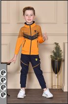 Trainingspak / Sportset - Sportvest & Broek - 110/116 - Jongens Strepen Oranje