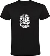 Hello beer, goodbye problems | Heren T-shirt | Zwart | Hallo bier, tot ziens problemen | Borrel | Feest | Carnaval | Oktoberfeest  | Quote | Spreuken
