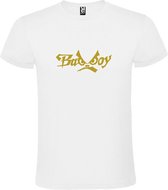Wit  T shirt met  "Bad Boys" print Goud size L