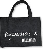 Voor Een FanTAStische Mama - Zwarte Vilten Tas A3 - Cadeautje Voor Mama - Shopper Van Vilt - Zwarte Vilten Tas Met Hengsels A3 Formaat