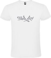 Wit  T shirt met  "Bad Boys" print Zilver size M