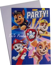 Paw Patrol - uitnodigingen - kinderfeestje - blauw - honden - puppy's - superhelden - party - feest - invitation - 5 stuks - met enveloppen