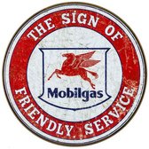 Mobilgas Friendly Service.  Metalen wandbord Ø 30 cm.​