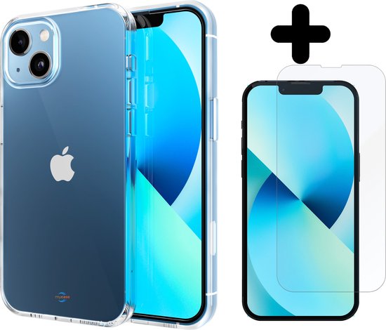 My Case iPhone 13 hoesje transparant - 1x iPhone 13 screenprotector - extra  sterk... | bol.com