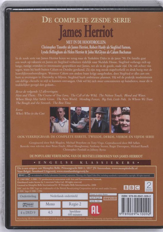 James Herriot - De Complete Zesde Serie DVD achterkant met serie details en productinformatie.