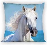 Witte Paard (2 Zijden) Sierkussens - Kussen - 40 x 40 inclusief vulling - Kussen van Polyester - KledingDroom®
