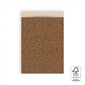 Papieren zakjes - Cadeau zakjes - Giftbags - Dots Cognac/Beige - 17x25CM - 10 STUKS