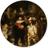 Wandcirkel De Nachtwacht - 45 cm - Forex - Schilderij Oude Meesters