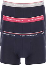 Tommy Hilfiger trunks (3-pack) heren boxers normale lengte - blauw met gekleurde tailleband - Maat: S