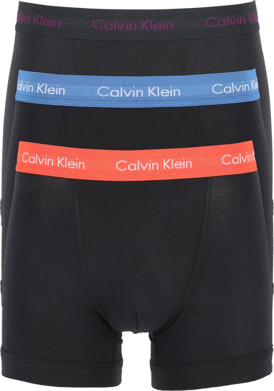 Calvin Klein boxers (3-pack) - boxers homme longueur normale - noir avec ceinture colorée - Taille: S