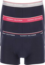 Tommy Hilfiger trunks (3-pack) heren boxers normale lengte - blauw met gekleurde tailleband -  Maat: XL