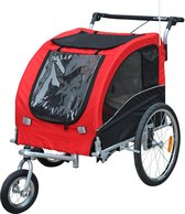 Paws Honden-en katten fietskar/jogger roodzwart 2-in-1