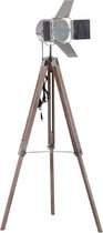 HOMdotCOM Staande vloerlamp met 3 poten urban hout zilver E14 65 x 65 x 103-146cm