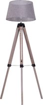 HOMdotCOM Vloerlamp tripod hoogte verstelbaar naturel hout/grijs 65 x 65 x 99 143 cm