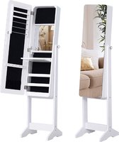 HOMdotCOM LED passpiegel met geïntegreerde sieradenkast 30 x 146 x 36 cm