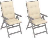 Decoways - Tuinstoelen 2 stuks verstelbaar met kussens massief acaciahout