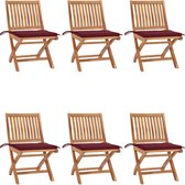 Decoways - Tuinstoelen 6 stuks inklapbaar met kussens massief teakhout