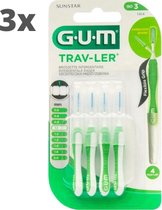 GUM Travler ragers Groen 1.1mm - 3 x 4 stuks - Voordeelverpakking