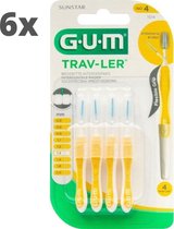 GUM Travler ragers Geel 1.3mm - 6 x 4 stuks - Voordeelverpakking