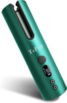 Draadloze automatische krultang, automatische krultang met 5200 mAh batterij, warmte-isolatiekamer, LCD-scherm, 5 soorten temperatuurregeling, timer, instellingen, groen