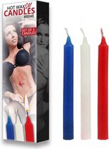 Bondage Play - Hot Wax SM Kaarsen - 3 Stuks - Rood, Wit & Blauw - Erotische Speeltjes - Koppels - BDSM