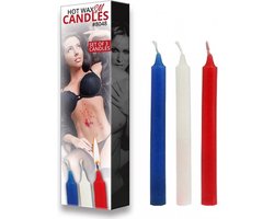 Bondage Play - Hot Wax SM Kaarsen - 3 Stuks - Rood, Wit & Blauw - Erotische Speeltjes - Koppels - BDSM