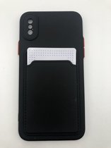 Hoogwaardige TPU back cover - Geschikt voor iPhone X/10 iPhone XS - met vakje voor pasje - Siliconen back cover - Zwart